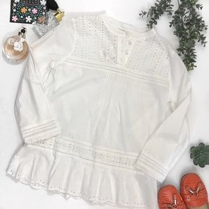 NEW// J. Crew Factory• white eyelet• long sleeve